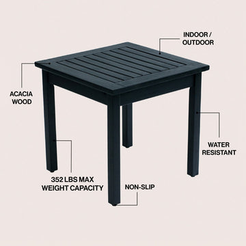 Archer 18.9" Modern Classic Square Slatted Solid Acacia Wood Indoor/Outdoor Adirondack Side Table